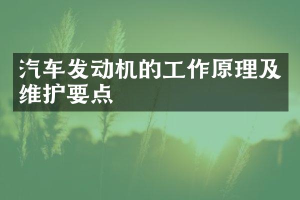 汽车发动机的工作原理及维护要点