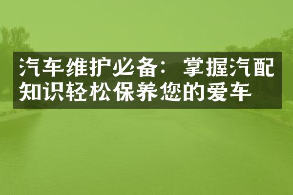汽车维护必备：掌握汽配知识轻松保养您的爱车