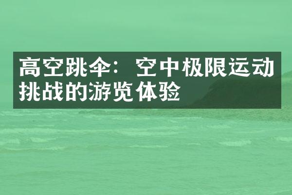 高空跳伞：空中极限运动挑战的游览体验