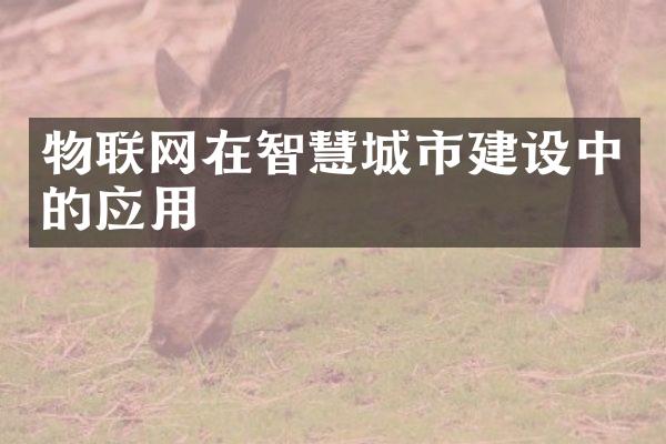 物联网在智慧城市建设中的应用