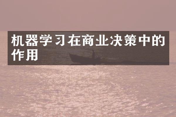 机器学习在商业决策中的作用