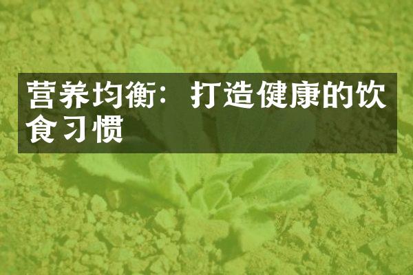 营养均衡：打造健康的饮食习惯
