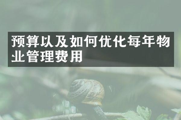 预算以及如何优化每年物业管理费用