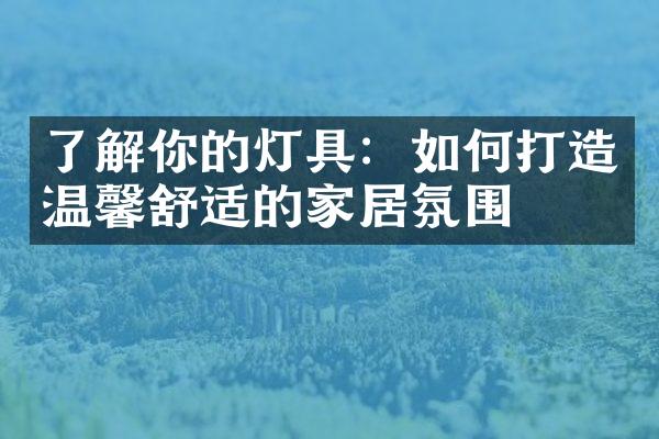 了解你的灯具：如何打造温馨舒适的家居氛围