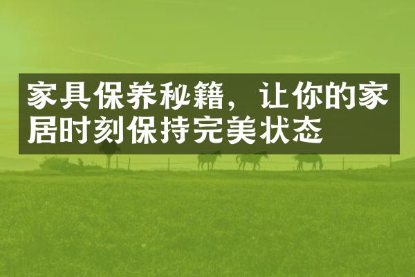 家具保养秘籍，让你的家居时刻保持完美状态