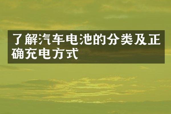 了解汽车电池的分类及正确充电方式