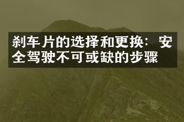 刹车片的选择和更换：安全驾驶不可或缺的步骤