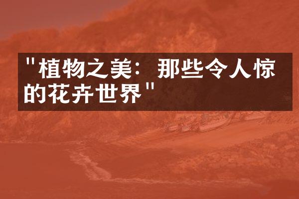 "植物之美：那些令人惊叹的花卉世界"