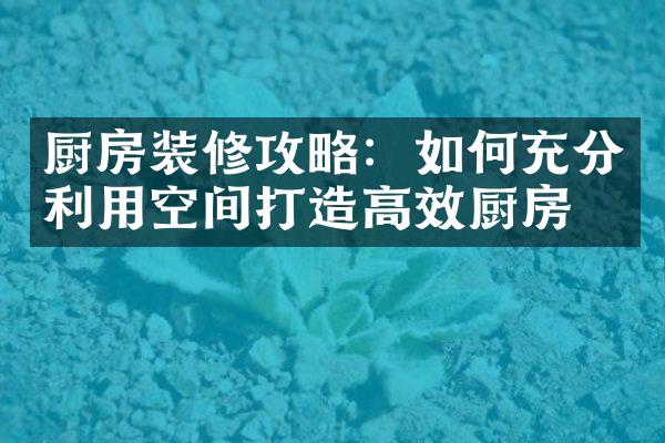 厨房装修攻略：如何充分利用空间打造高效厨房