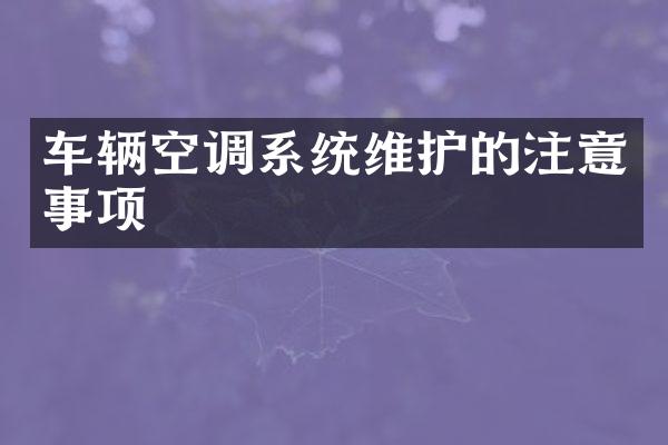 车辆空调系统维护的注意事项