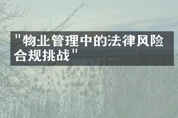 "物业管理中的法律风险与合规挑战"