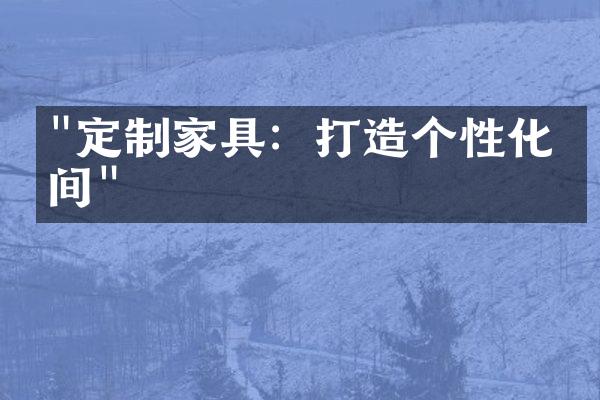 "定制家具：打造个性化空间"