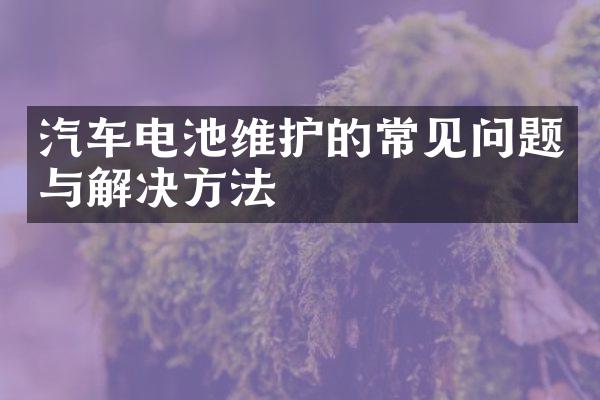 汽车电池维护的常见问题与解决方法