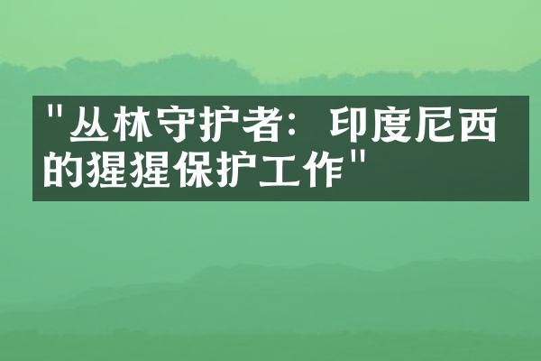 "丛林守护者：印度尼西亚的猩猩保护工作"