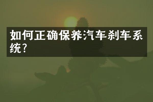 如何正确保养汽车刹车系统？