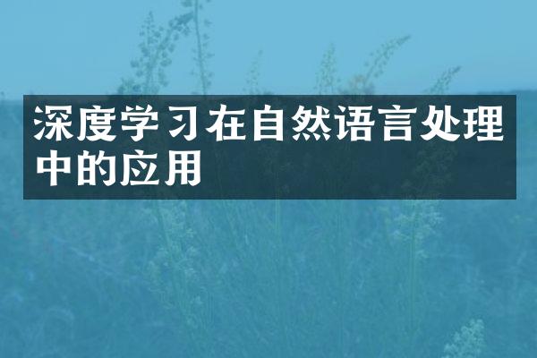 深度学习在自然语言处理中的应用