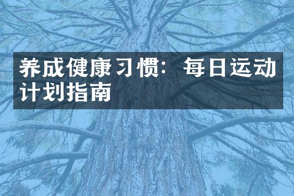 养成健康习惯：每日运动计划指南