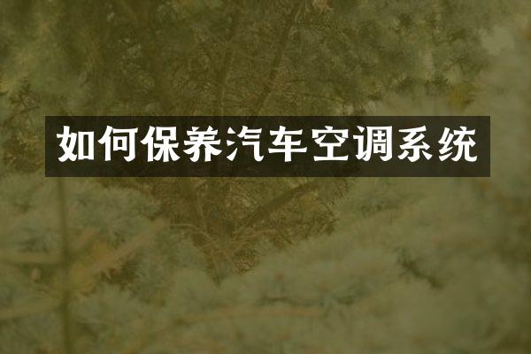 如何保养汽车空调系统