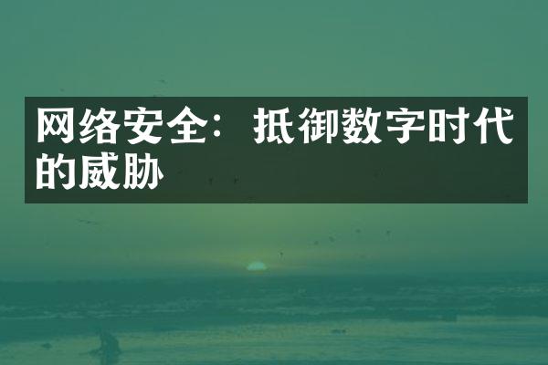 网络安全：抵御数字时代的威胁