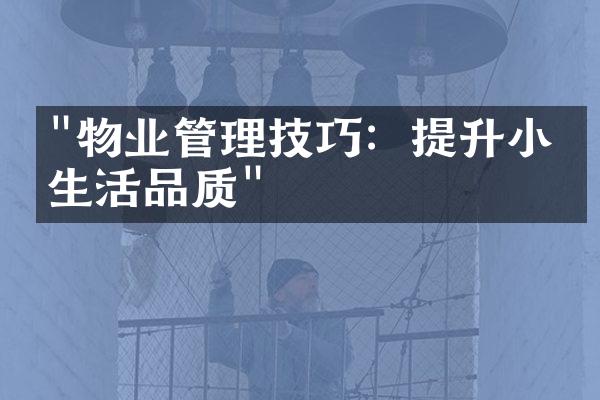 "物业管理技巧：提升小区生活品质"
