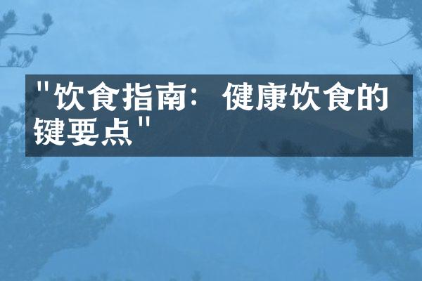 "饮食指南：健康饮食的关键要点"