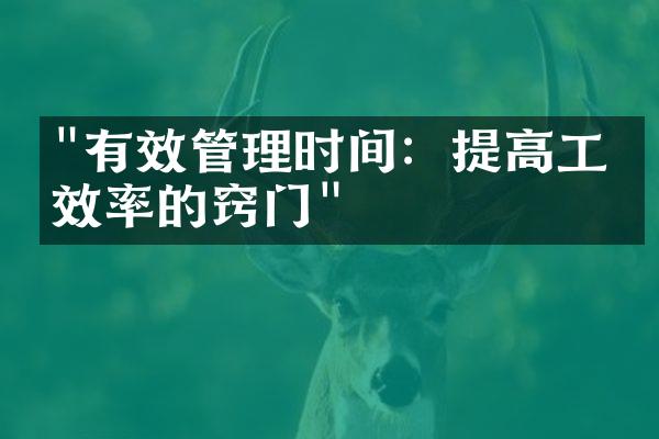 "有效管理时间：提高工作效率的窍门"