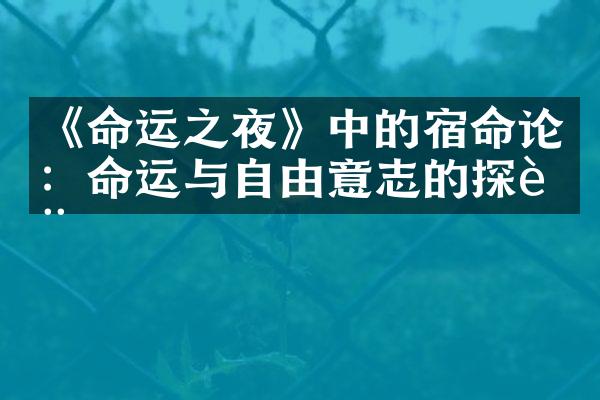 《命运之夜》中的宿命论：命运与自由意志的探讨