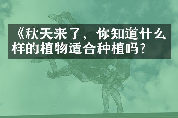 《秋天来了，你知道什么样的植物适合种植吗？》