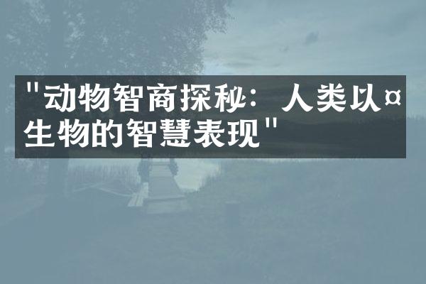 "动物智商探秘：人类以外生物的智慧表现"
