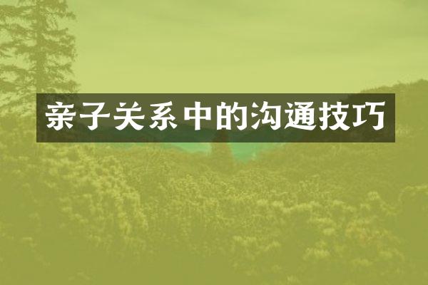 亲子关系中的沟通技巧