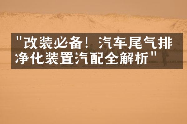 "改装必备！汽车尾气排放净化装置汽配全解析"