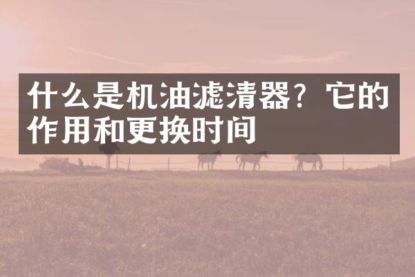 什么是机油滤清器？它的作用和更换时间