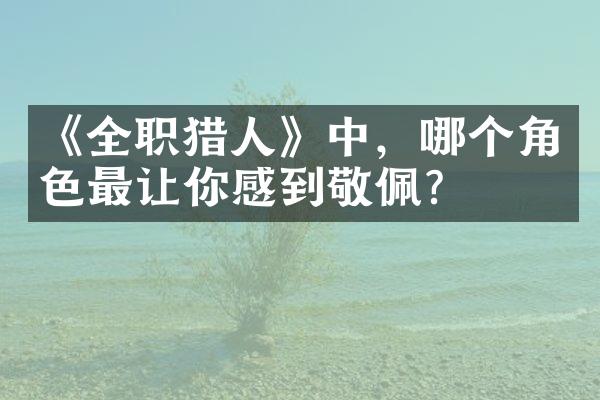 《全职猎人》中，哪个角色最让你感到敬佩？