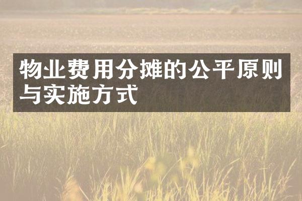 物业费用分摊的公平原则与实施方式