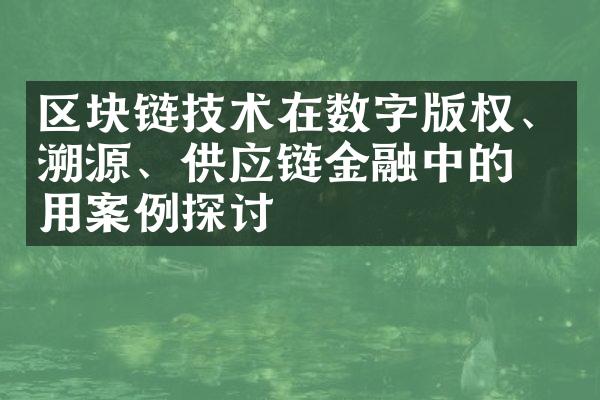 区块链技术在数字版权、溯源、供应链金融中的应用案例探讨