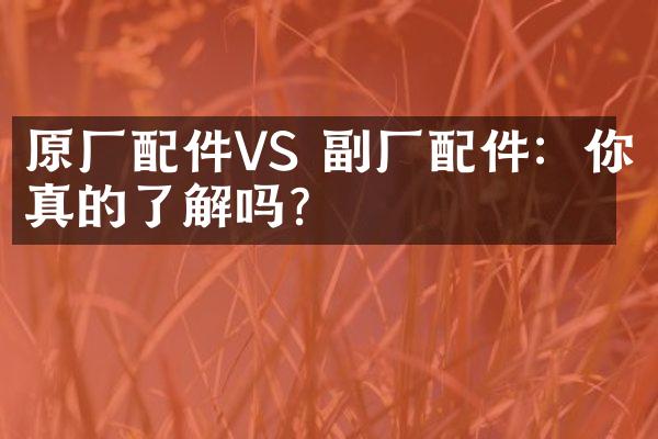 原厂配件VS 副厂配件：你真的了解吗？