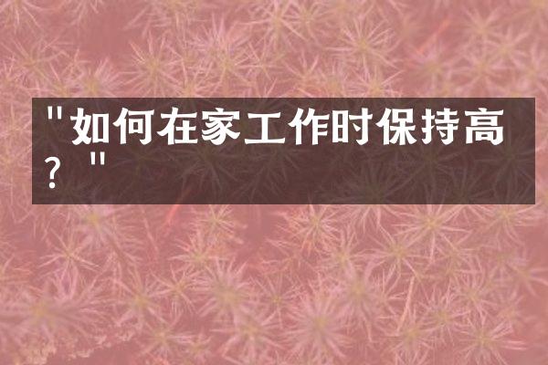 "如何在家工作时保持高效？"