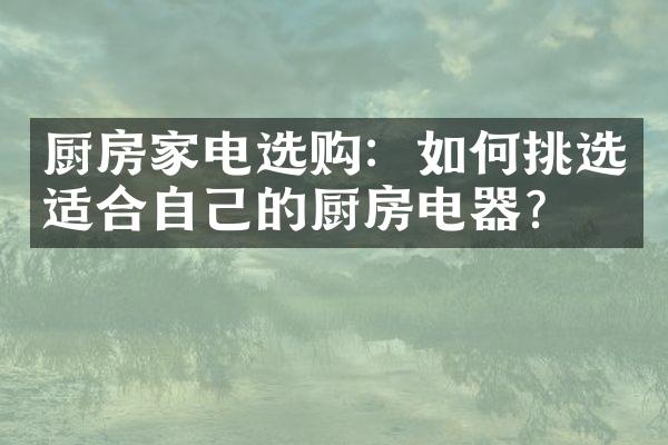 厨房家电选购：如何挑选适合自己的厨房电器？