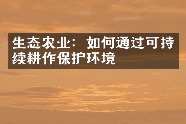 生态农业：如何通过可持续耕作保护环境