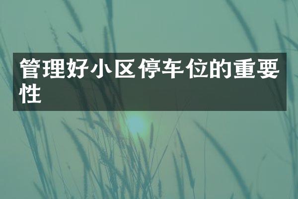 管理好小区停车位的重要性