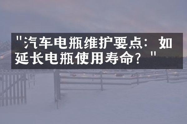 "汽车电瓶维护要点：如何延长电瓶使用寿命？"