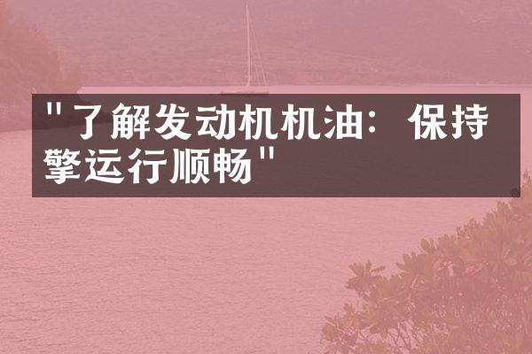 "了解发动机机油：保持引擎运行顺畅"