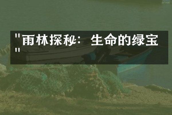 "雨林探秘：生命的绿宝库"