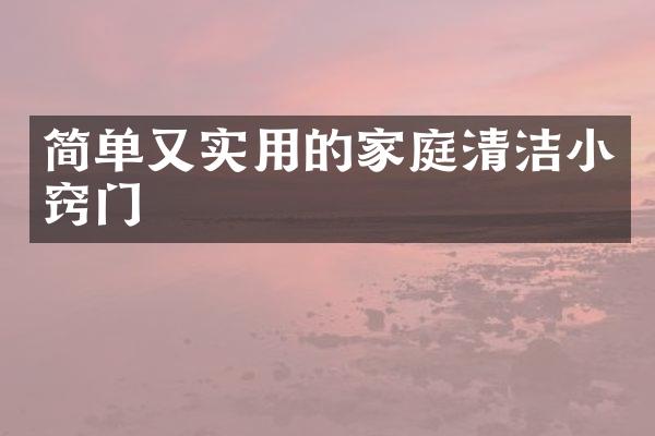 简单又实用的家庭清洁小窍门