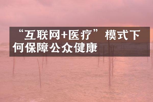“互联网+医疗”模式下如何保障公众健康