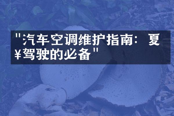 "汽车空调维护指南：夏日驾驶的必备"