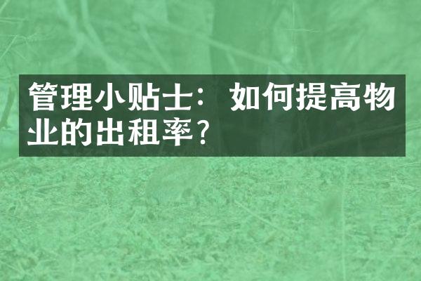 管理小贴士：如何提高物业的出租率？