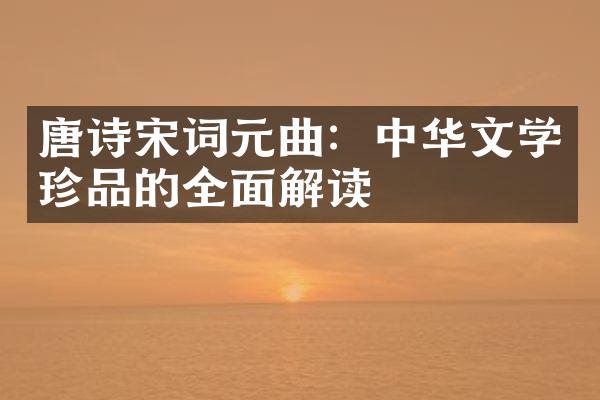 唐诗宋词元曲：中华文学珍品的全面解读