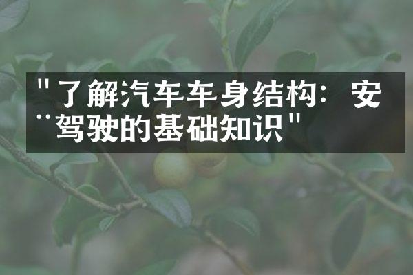"了解汽车车身结构：安全驾驶的基础知识"