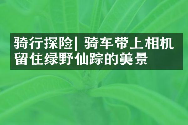 骑行探险| 骑车带上相机，留住绿野仙踪的美景
